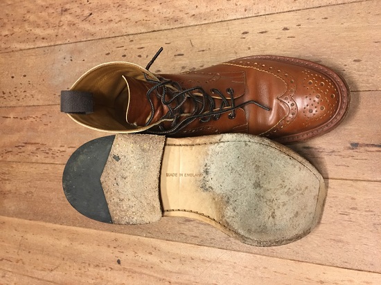 トリッカーズ（カントリーブーツ）の修理｜オールソール – 靴職人の靴